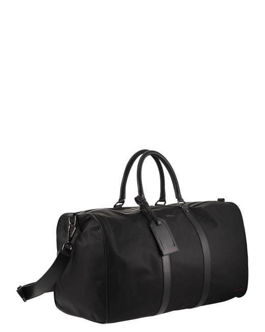 Kiton Black Duffel Bag With Leather Inserts for men