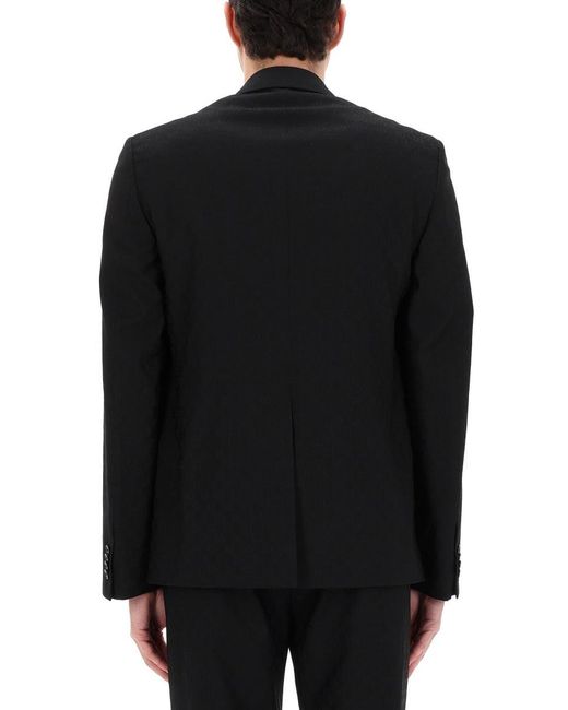 Gucci Black Single Breasted Jacket With "Gg" Weave for men