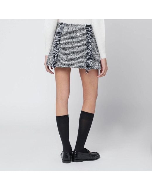 DURAZZI MILANO Gray Patterned Wool Blend Mini Skirt