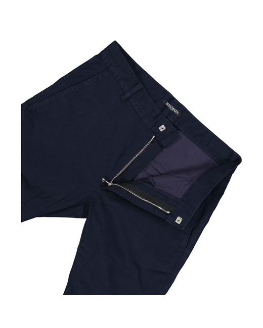 Pantalones de algodón delgados de Balmain de hombre de color Blue