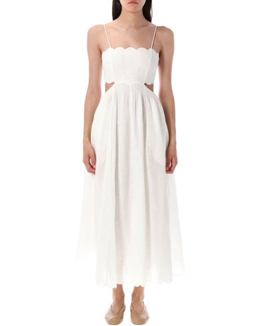 Zimmermann White Midikleid Rhiannon Aus Leinen