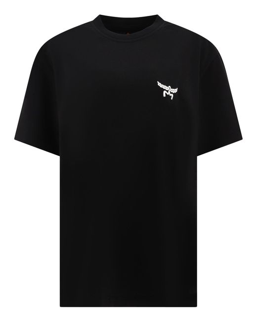MCM Black T -Shirt mit bestickten Logo