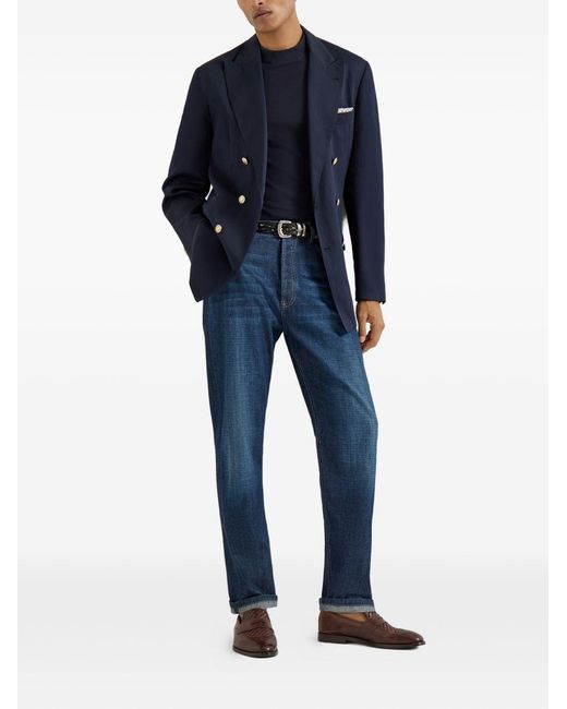 Brunello Cucinelli Broek Met Vijf Zakken in het Blue voor heren