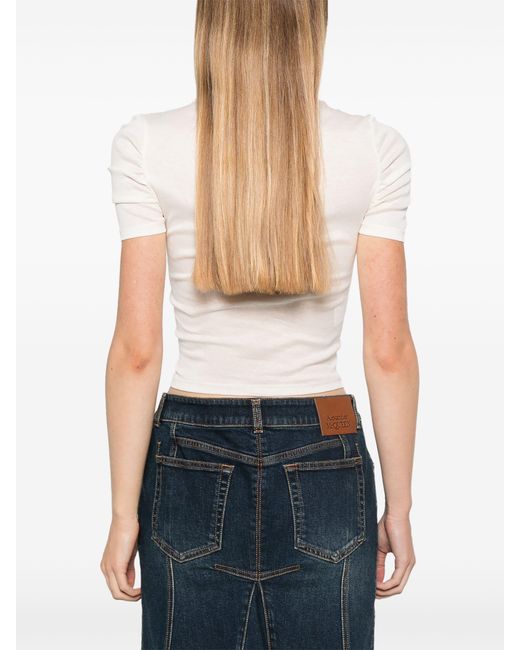 Pinko White Martello Ruched-Detailing T-Shirt