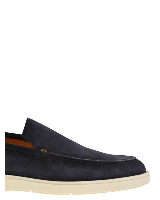 Santoni Black Suede Moccasin for men