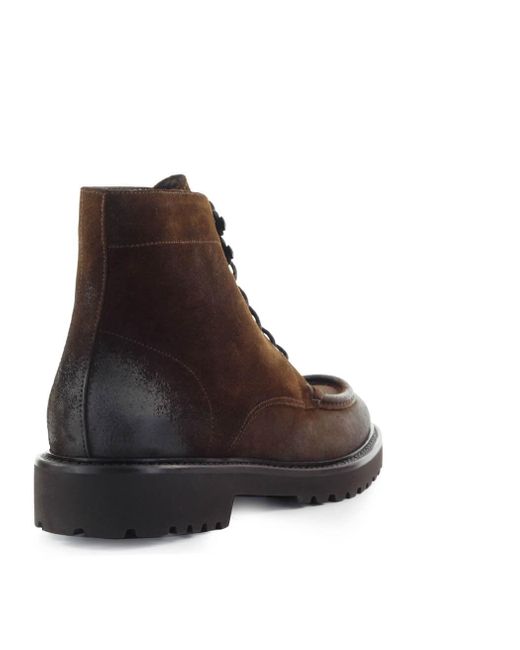 Doucal's Brown Dark Suède Combat Boot for men