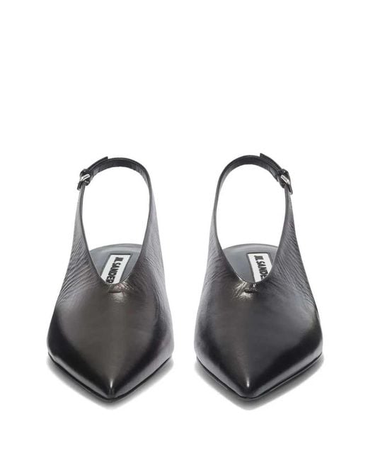 Jil Sander Black Leather Pump With Ankle Strap