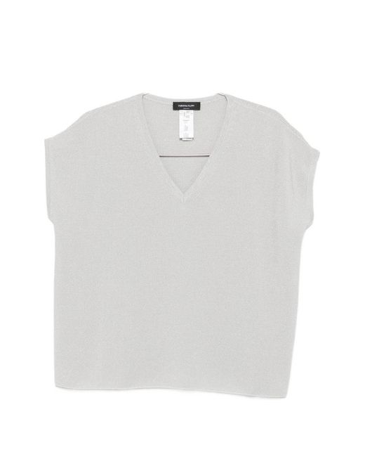 Fabiana Filippi White Cotton V-Necked Top