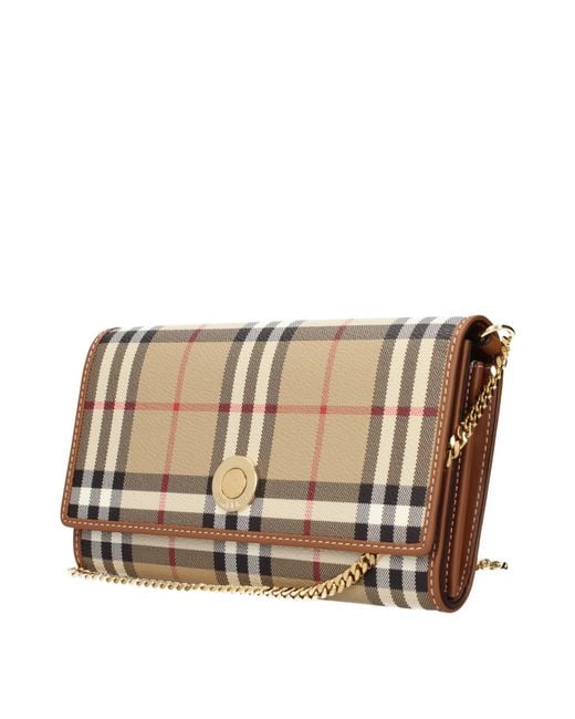 Burberry Natural Hannah Crossbody Bags Fabric