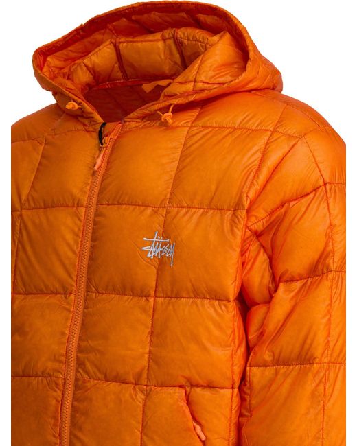 Stussy Orange Midweight Hooded Puffer for men