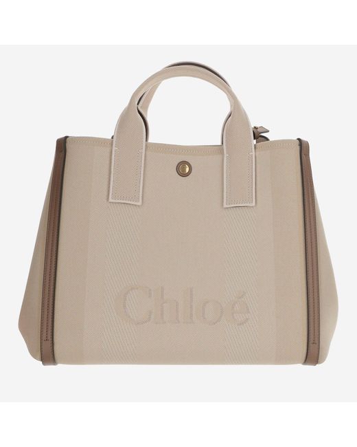 Chloé Natural Chloé Carry Canvas Tote Bag