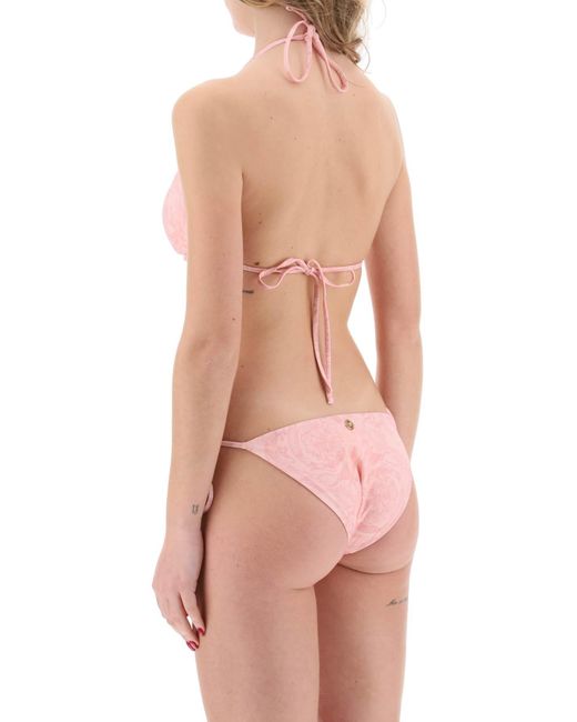 Baroque Bikini Top Versace en coloris Pink