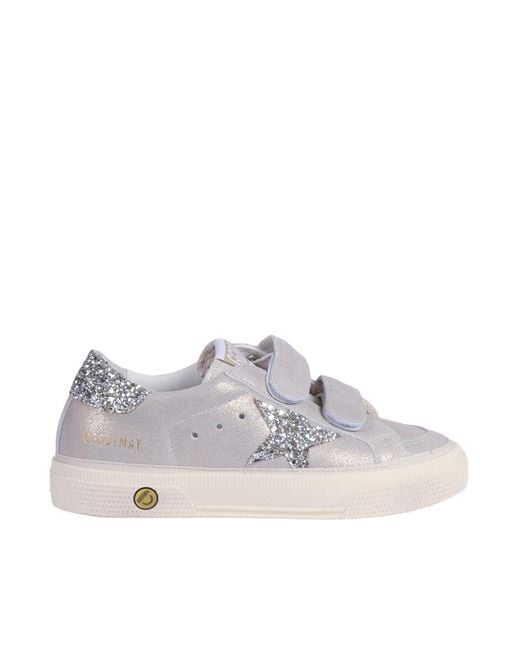 Golden Goose Deluxe Brand Gray Sneakers Old School Suede Upper And Strap Shiny Leather Star And Heel