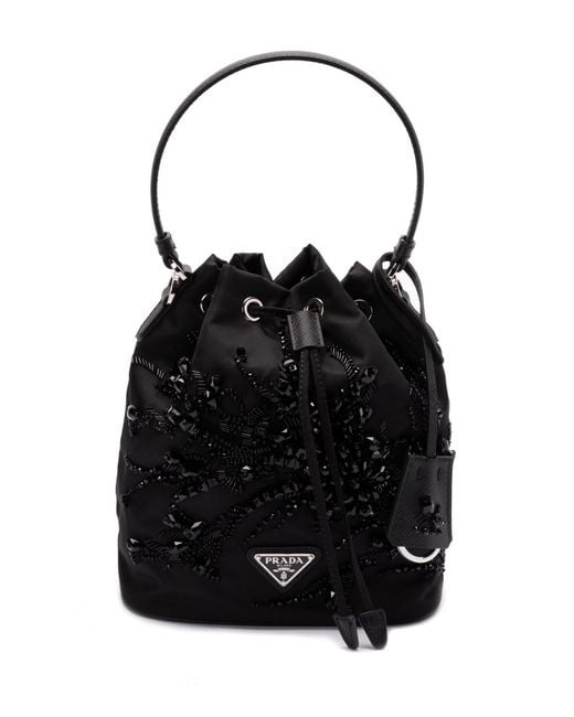 Prada Black Enamel Triangle-Logo Tote Bag