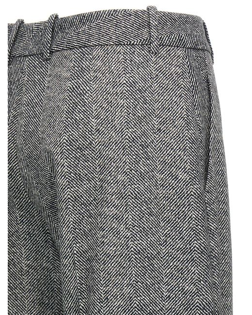 Ermanno Scervino Gray Herringbone Patterned Viscose Trousers