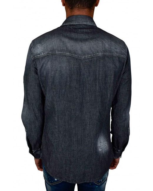 DSquared² Cotton Denim New Western Shirt in Blue für Herren