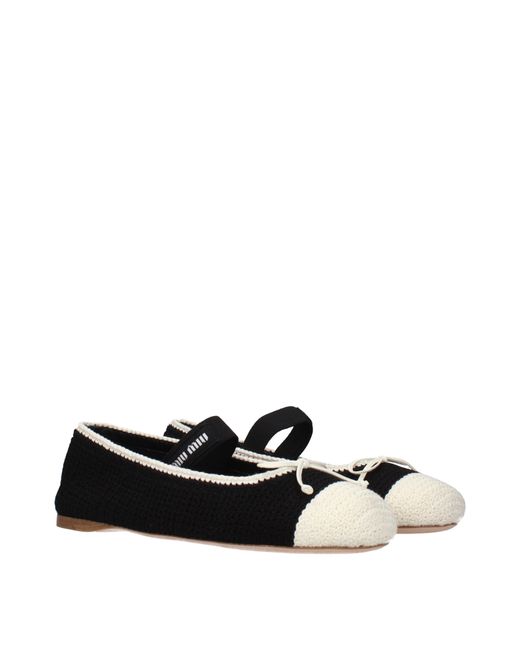 Miu Miu Black Ballerina Shoes Fabric/Ivory
