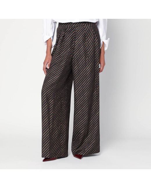 Dries Van Noten Gray Palazzo Pants With A Pattern