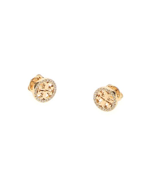 Tory Burch White Gold Metal Icon Earrings