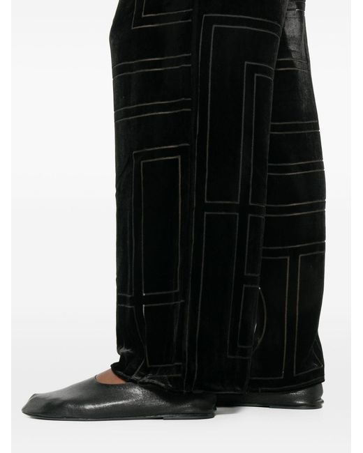Totême Black Monogram Pajama Trousers