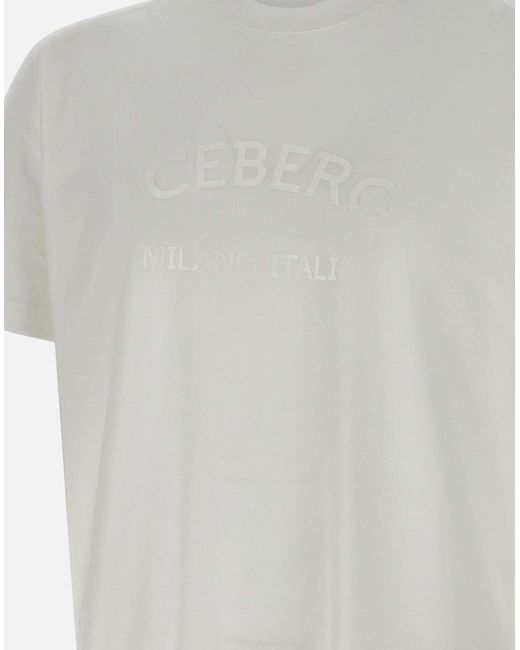 Hombres de 's Camisa de cuello de la tripulación de algodón blanco Iceberg de hombre de color White