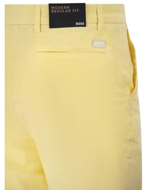 Boss Yellow Stretch Cotton Chino Shorts for men