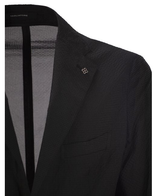 Tagliatore Black Lightweight Technical Fabric Jacket for men