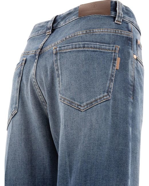 Brunello Cucinelli Blue Jeans With Shiny Tab