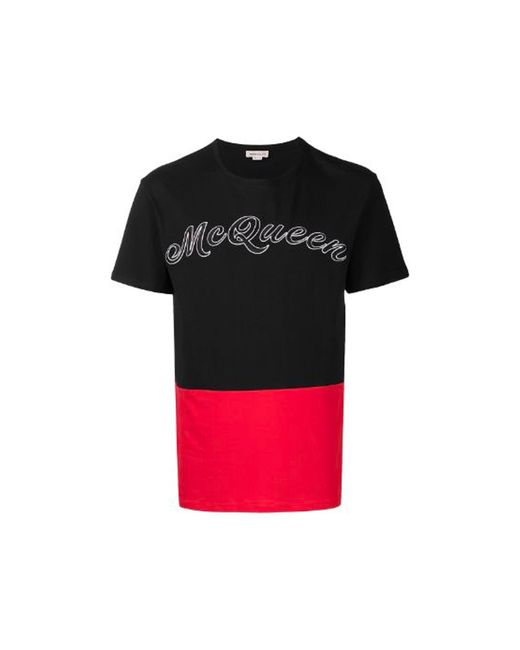 Alexander McQueen Black Cotton Logo T-shirt for men