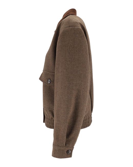 ELEH Brown Cropped Corduroy Collar Jacket
