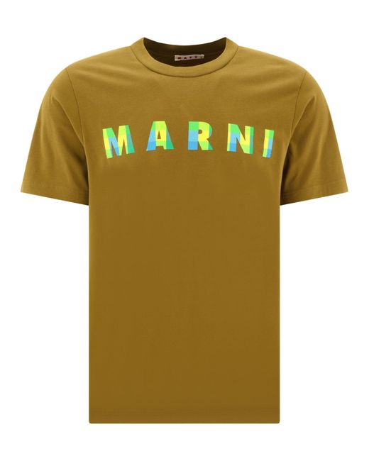 Marni "gingham" T -shirt in het Green voor heren