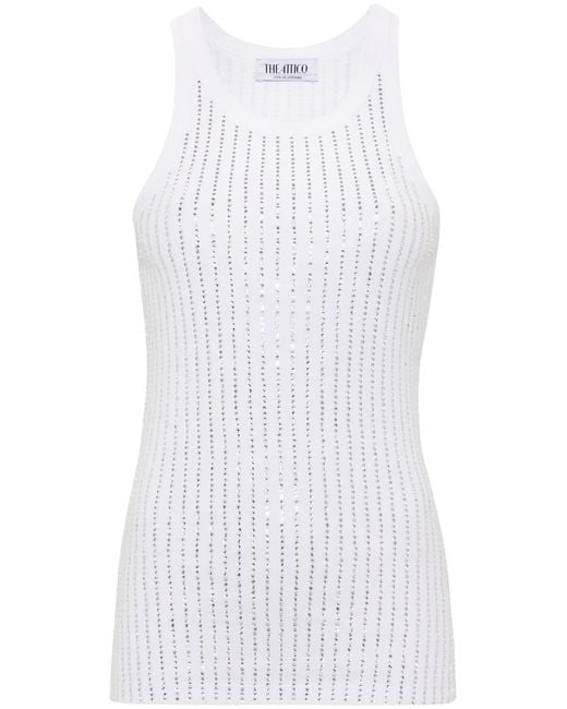 The Attico White Ribbed Jersey Tank