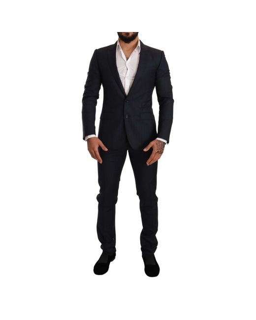 Dolce & Gabbana Blue Wool Slim Fit 2 Piece Martini Suit for Men | Lyst UK