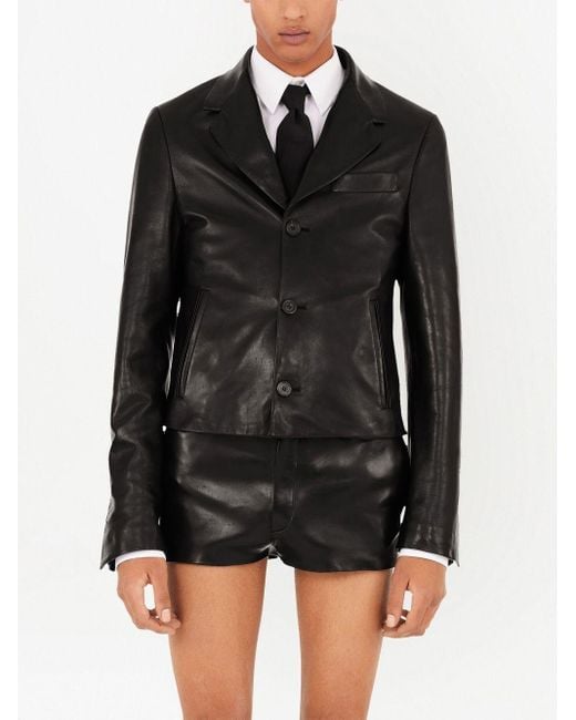 Ferragamo Black Leather Jacket for men