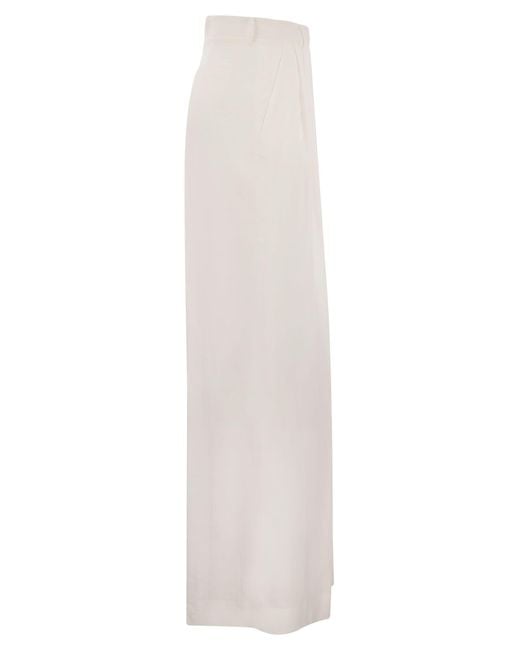 Antonelli White Tulipano Linen Wide Trousers