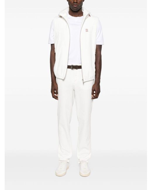 Brunello Cucinelli White Logo Cotton T Shirt