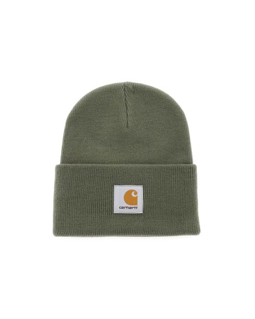 Carhartt Green Beanie Hat With Logo Patch for men