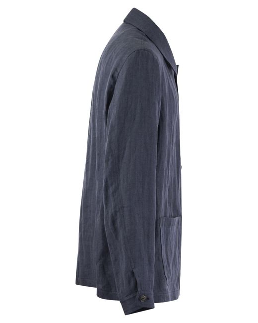 Fedeli Blue Bristol Linen Jacket