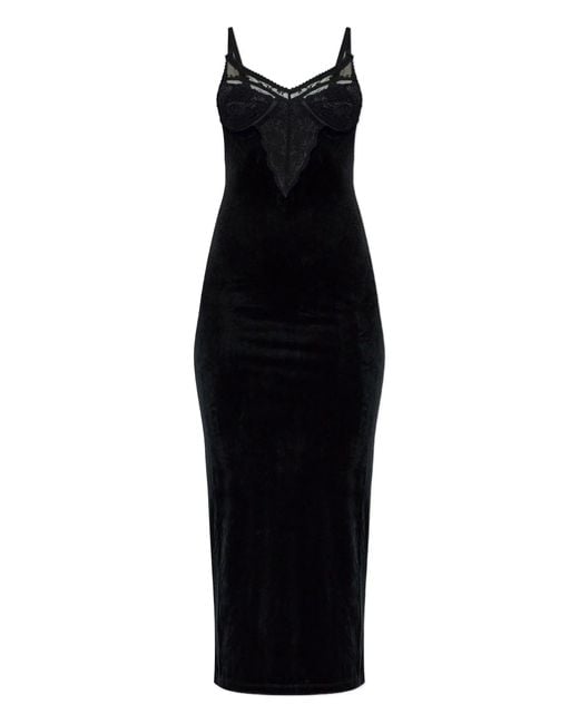 Self-Portrait Black Velvet Strappy Midi Dress