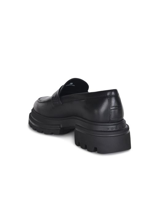 Hogan Black "10 -stöckige" Mokassins aus Leder.