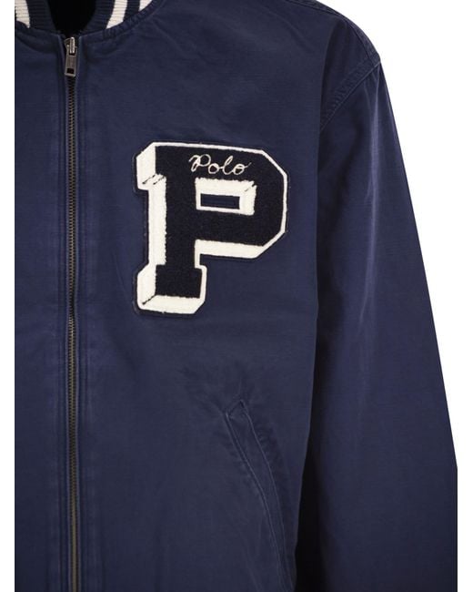 Polo Ralph Lauren Blue Embroidered Canvas Sports Jacket for men