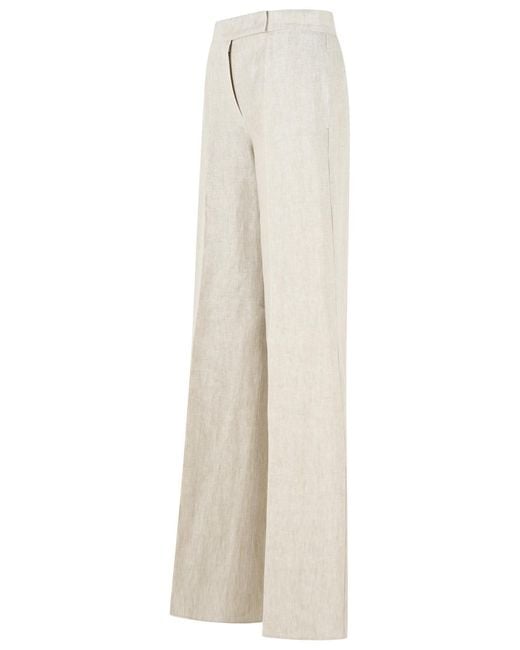 Max Mara White 'Ginnico' Linen Pants