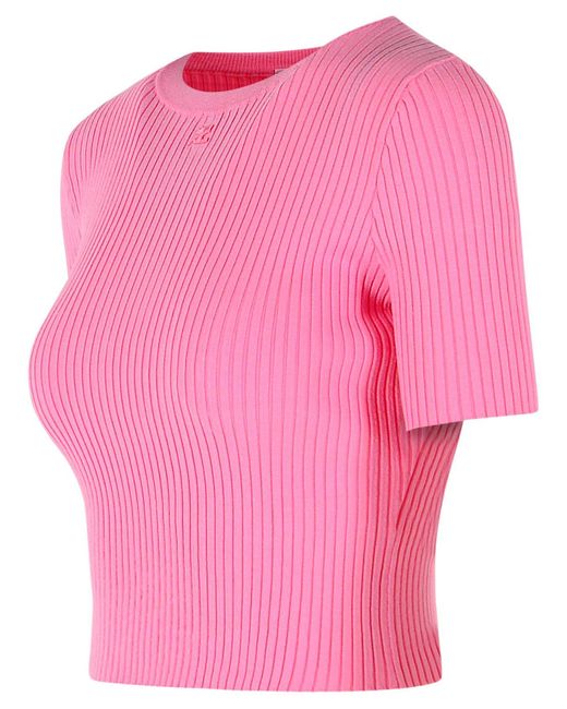 Courreges Pink Viscose Blend T-Shirt