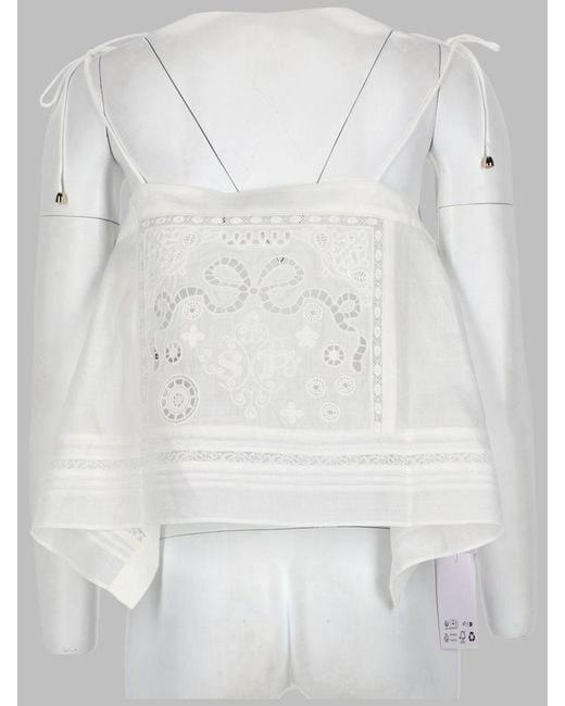 Self-Portrait White Elegant Raylon Top For Spring/Summer 2026