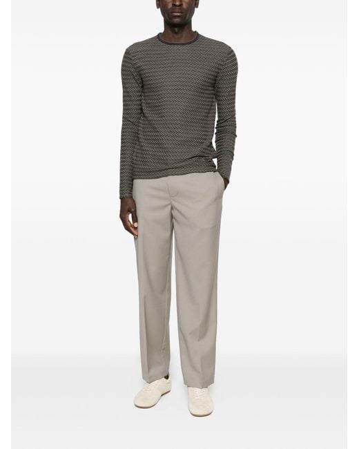 Emporio Armani Gray Wool Crewneck Sweater for men
