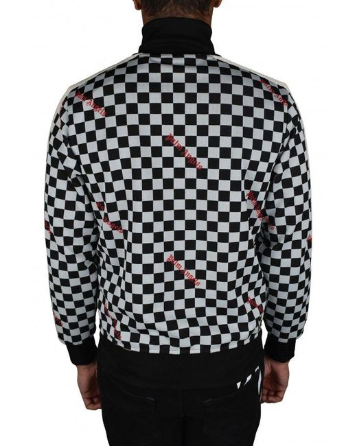 Palm Angels Black Checkerboard Print Vest With High Collar
