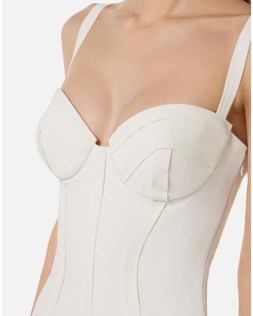 Elisabetta Franchi White Dress With Raw Cut Fabric