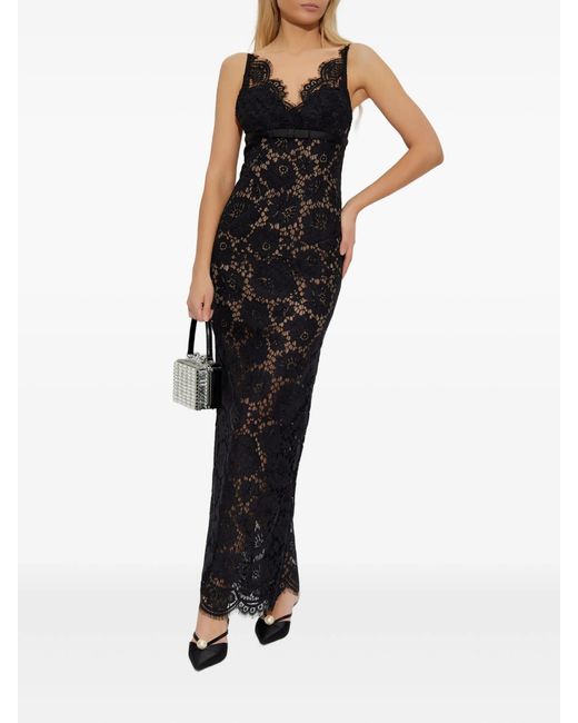 Self-Portrait Black Floral Lace Maxi Dress