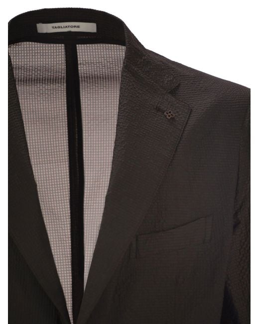 Tagliatore Black Lightweight Technical Fabric Jacket for men
