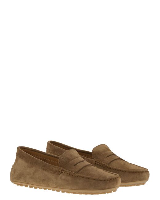 Tod's Brown City Gommino Suede Loafer